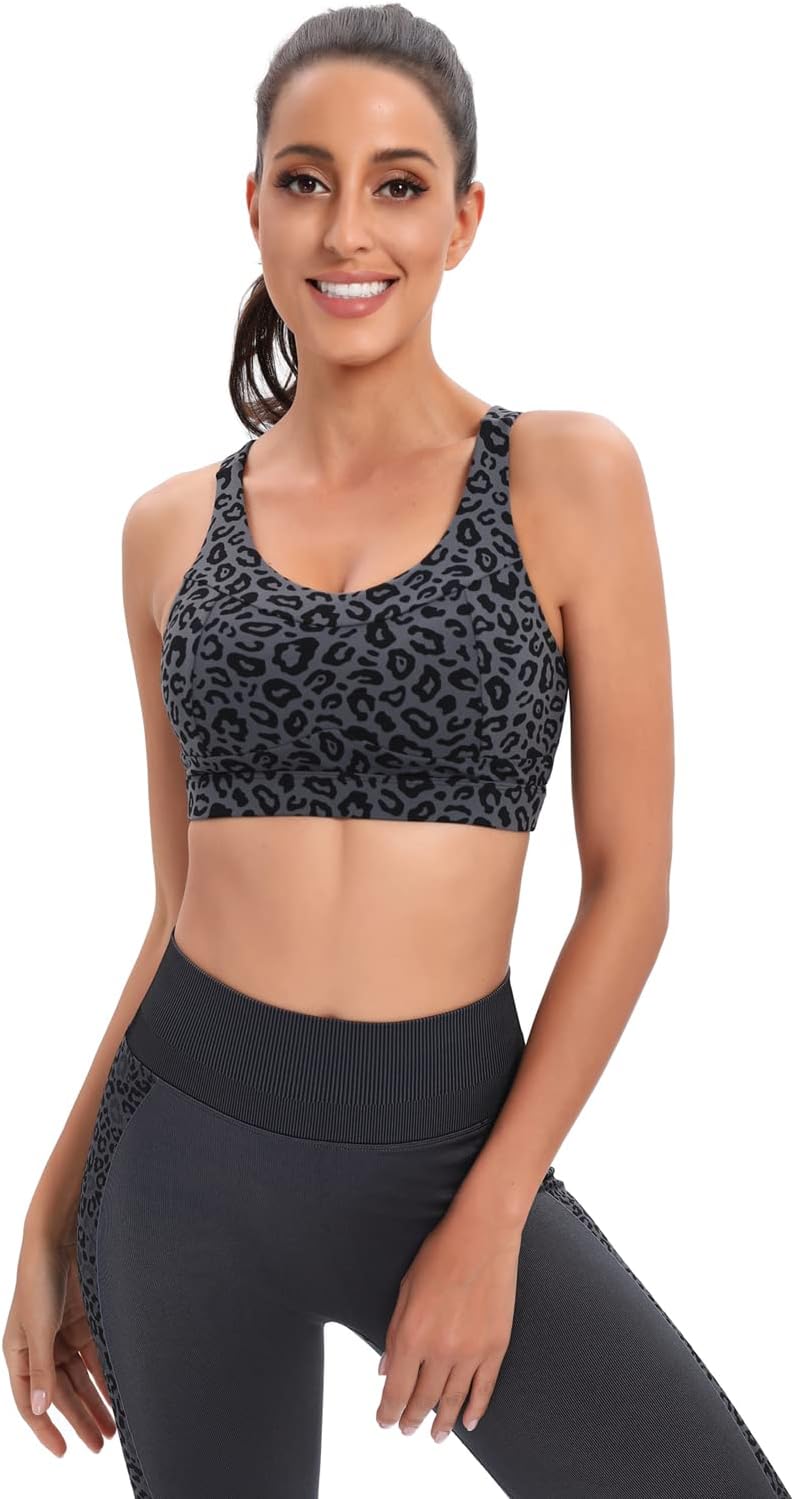 RUNNING GIRL High Impact Sports Bras for Women,Racerback Running Bra Workout Crop Tank Tops Longline Sports Bra Push up
