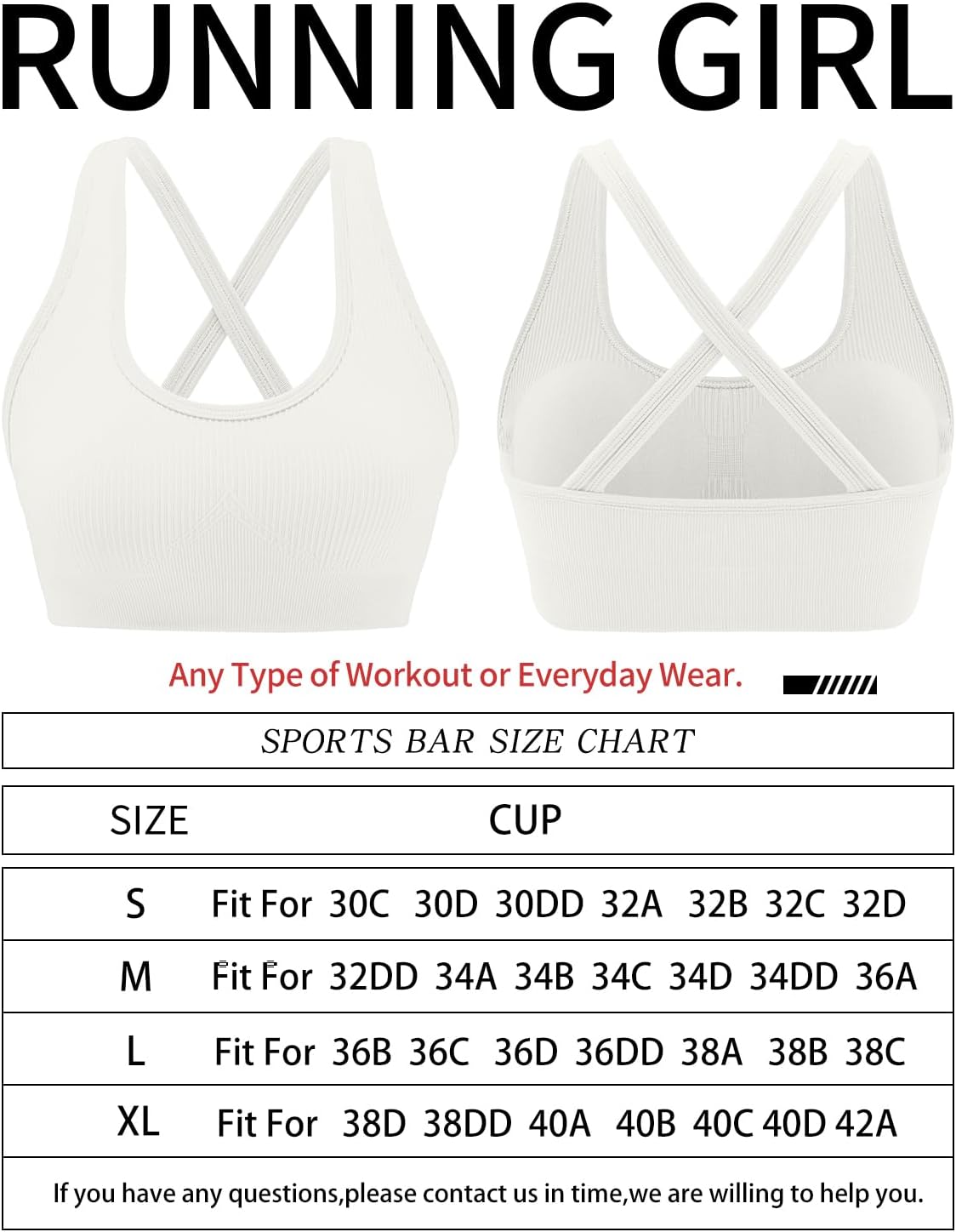 RUNNING GIRL Sports Bras for Women,Sexy Crisscross Back Seamless Padded Sports Bra High Support with Removable Pads