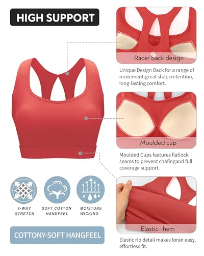 RUNNING GIRL® Racerback High Support Sports Bra Sewn-In Molded Pads