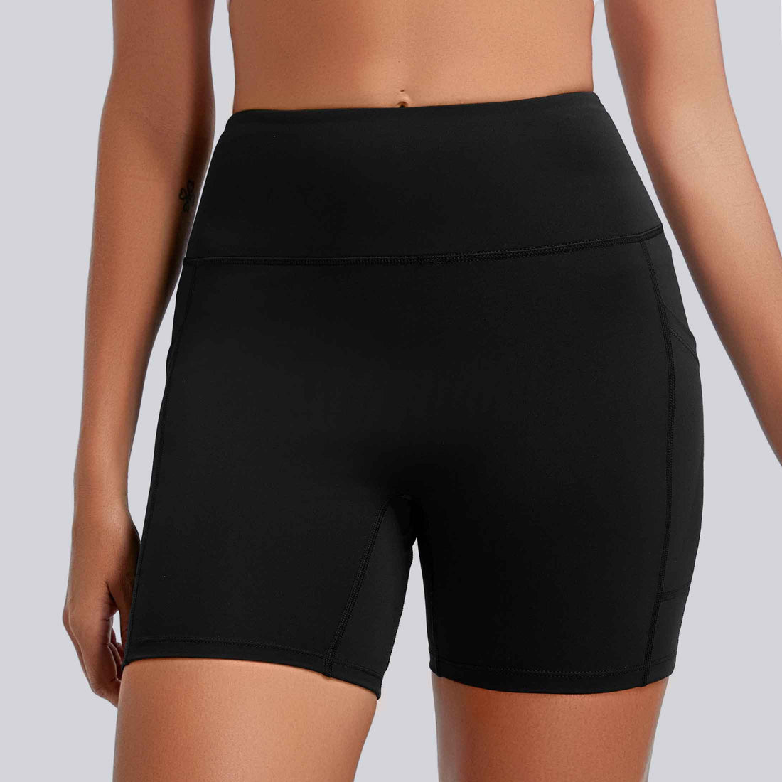 RUNNING GIRL Women’s High Waisted Yoga Shorts with Pockets – Tummy Control Workout Biker Shorts, Stretch Athletic Gym Running Shorts for Women