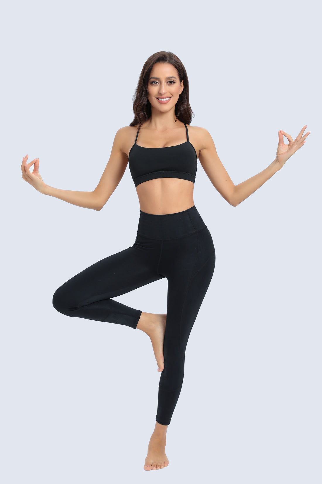 RUNNING GIRL® High-Neck Square-Neck Sports Bra | Minimalist T-Back Yoga