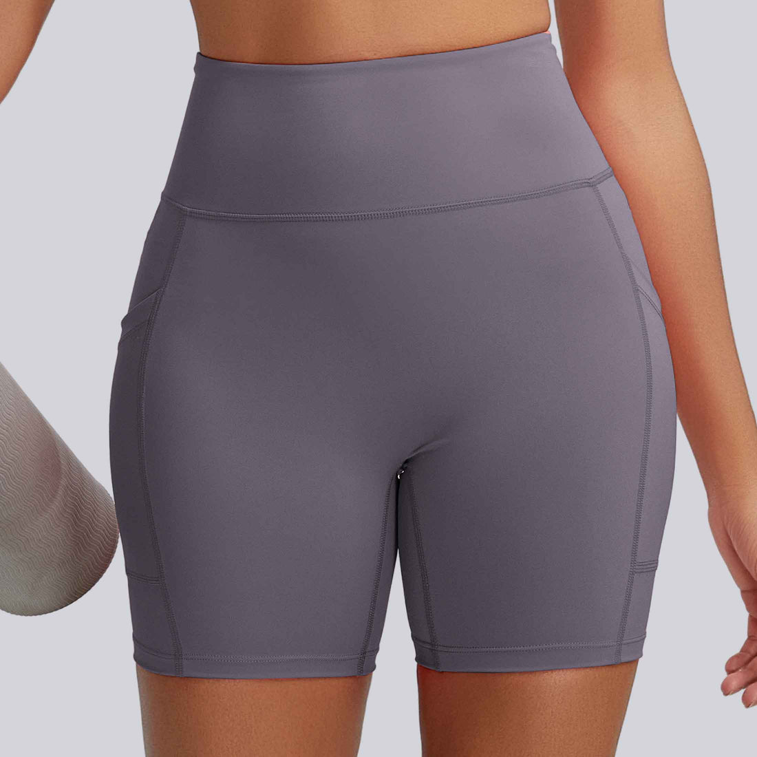 RUNNING GIRL Women’s High Waisted Yoga Shorts with Pockets – Tummy Control Workout Biker Shorts, Stretch Athletic Gym Running Shorts for Women