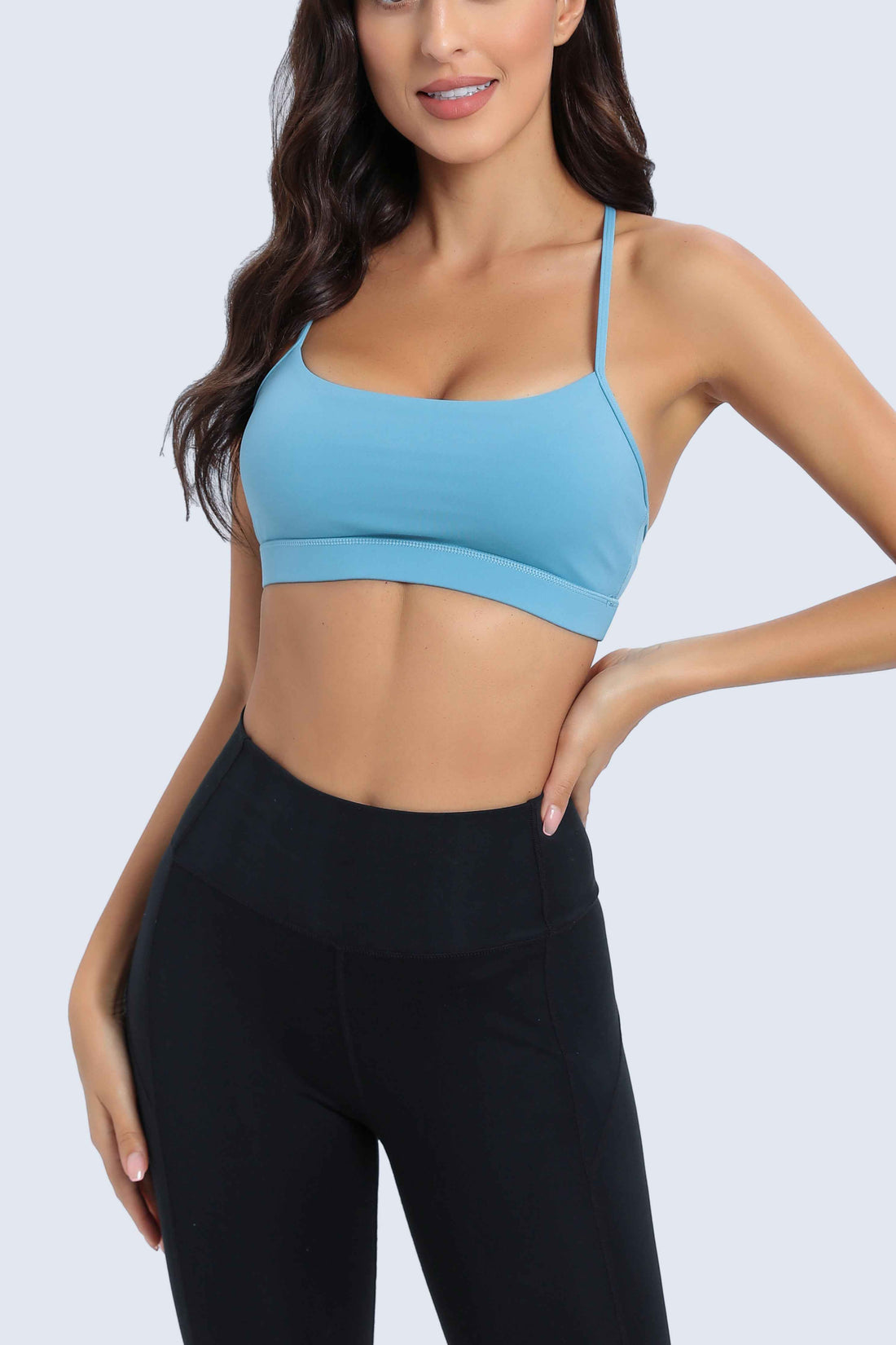 RUNNING GIRL® High-Neck Square-Neck Sports Bra | Minimalist T-Back Yoga Tank Top