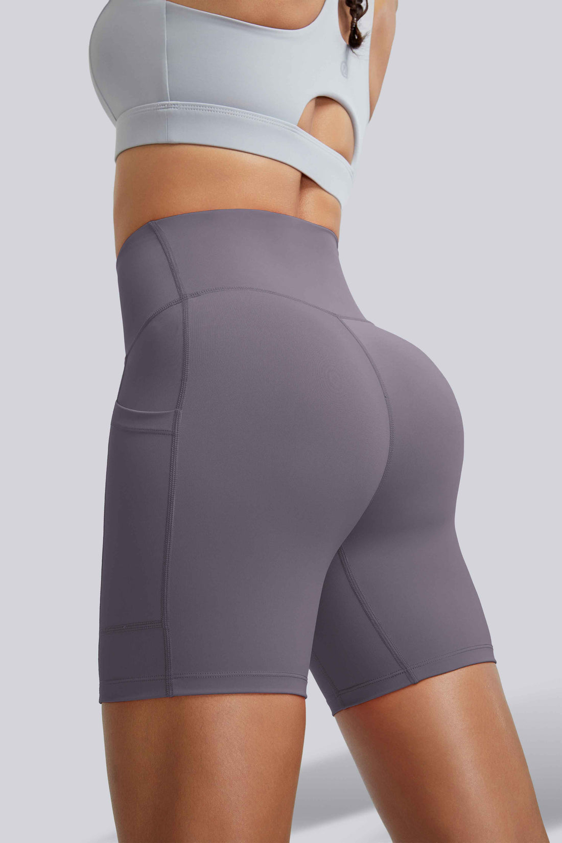 RUNNING GIRL Women’s High Waisted Yoga Shorts with Pockets – Tummy Control Workout Biker Shorts, Stretch Athletic Gym Running Shorts for Women