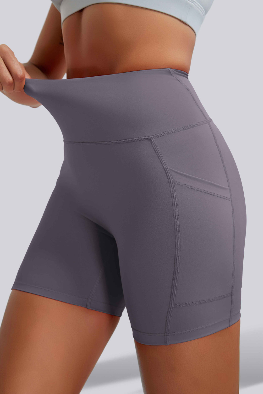 RUNNING GIRL Women’s High Waisted Yoga Shorts with Pockets – Tummy Control Workout Biker Shorts, Stretch Athletic Gym Running Shorts for Women