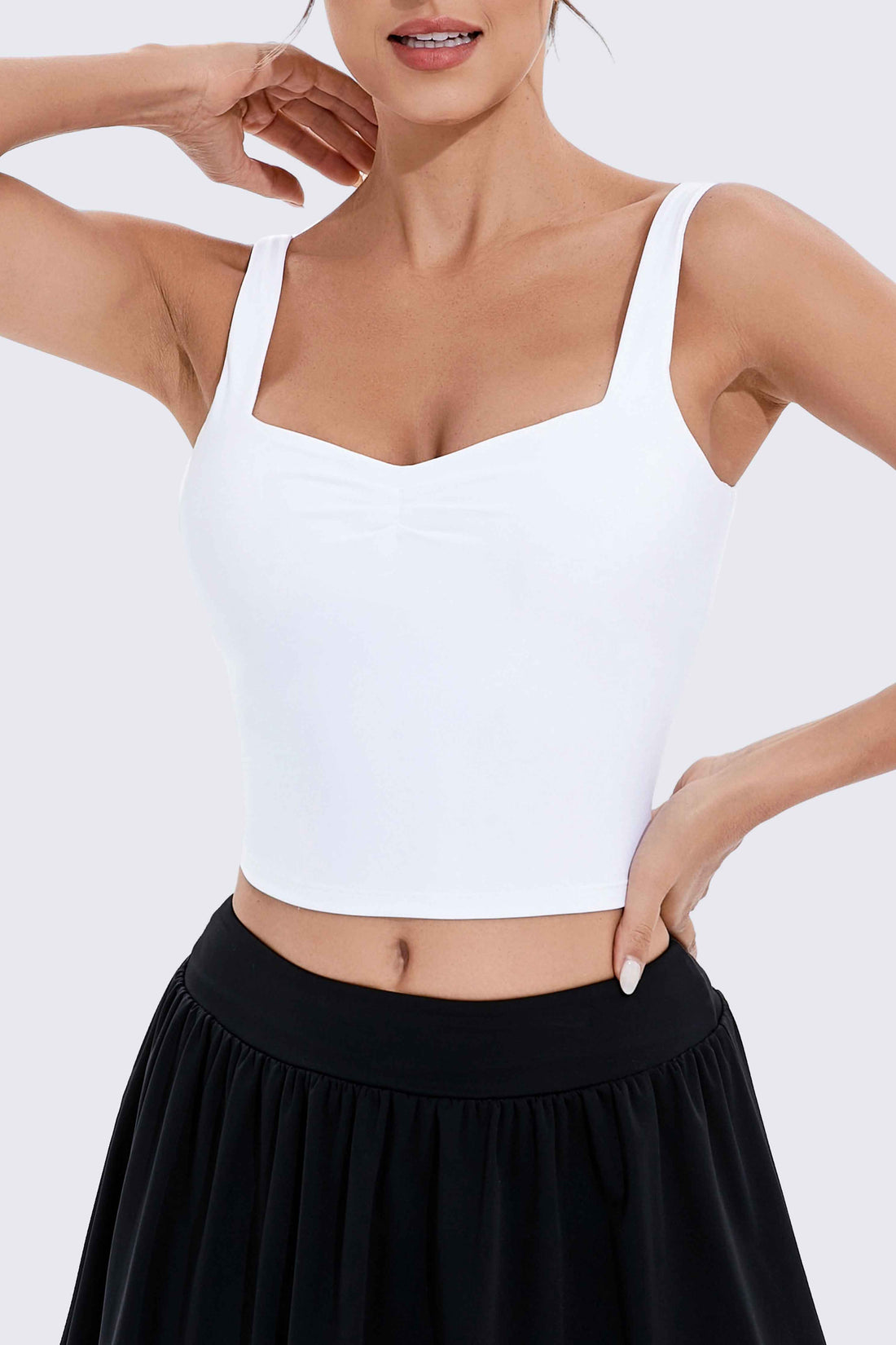 RUNNING GIRL Women’s Yoga Tank Top Built-in Bra Slim Fit Crop Athletic Camisole Soft Stretch Workout Top for Yoga Gym Tennis Casual