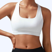 RUNNING GIRL Women’s Medium Support Sports Bra Cross Back Workout Bra with Removable Pads, Strappy Back Athletic Yoga Bra for Running Gym Fitness