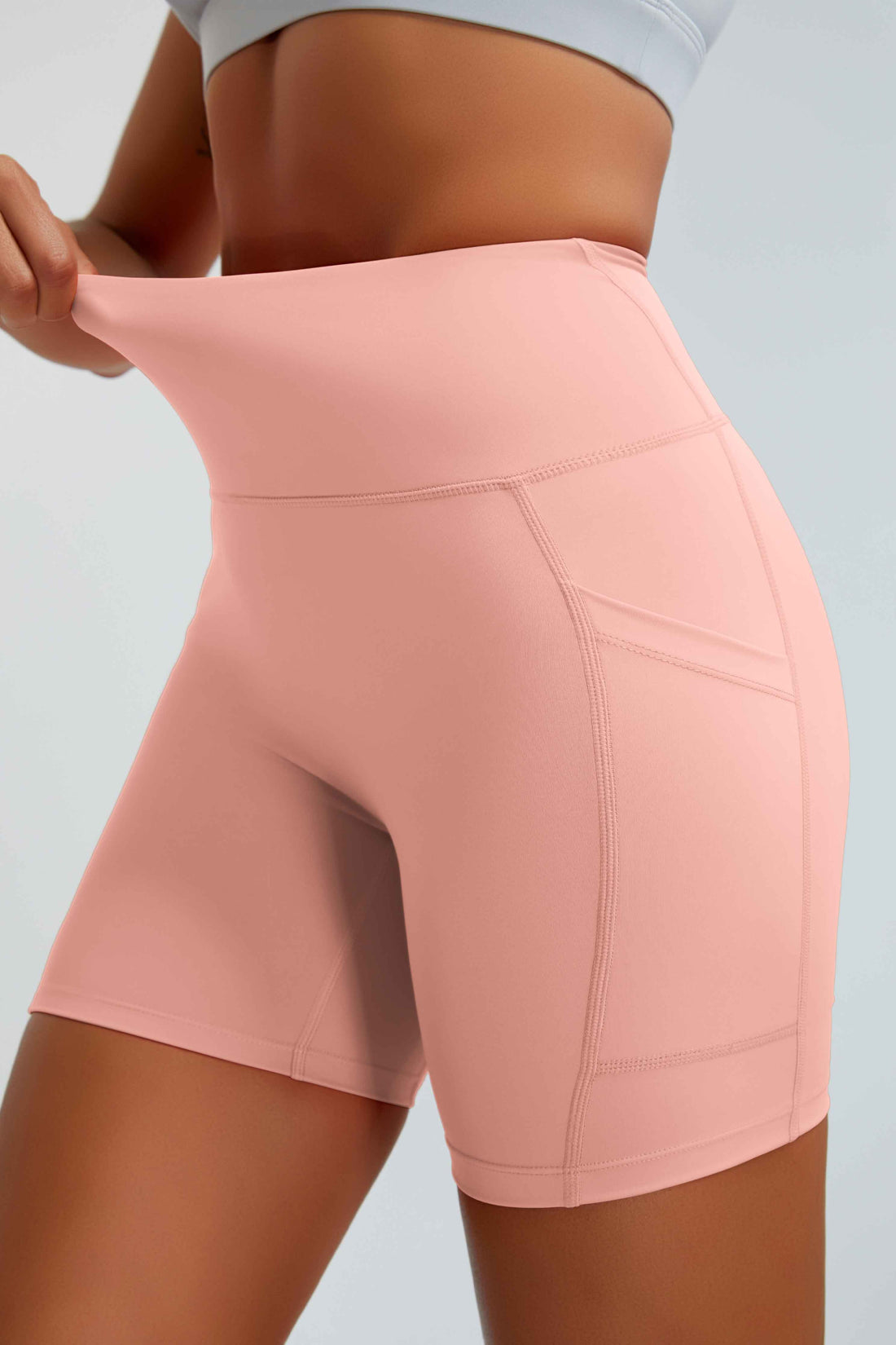 RUNNING GIRL Women’s High Waisted Yoga Shorts with Pockets – Tummy Control Workout Biker Shorts, Stretch Athletic Gym Running Shorts for Women
