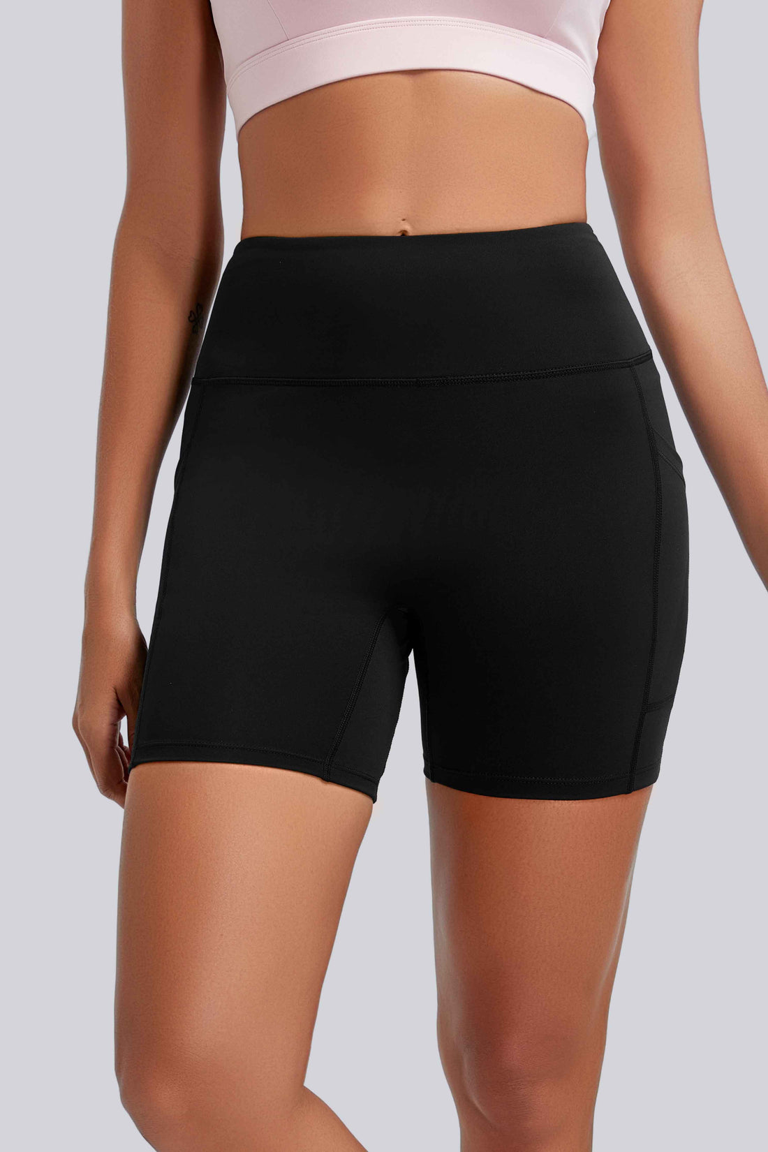 RUNNING GIRL Women’s High Waisted Yoga Shorts with Pockets – Tummy Control Workout Biker Shorts, Stretch Athletic Gym Running Shorts for Women