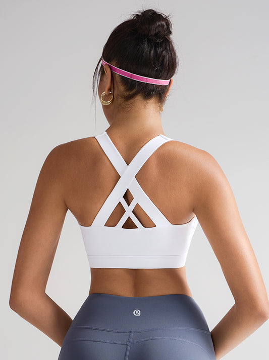 RUNNING GIRL® Medium-Support Strappy Criss-Cross Bra | Removable Cups & Buttery-Soft Sculpting Bra