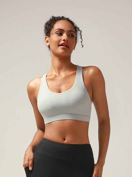 RUNNING GIRL Sports Bra for Women, Criss-Cross Back Padded Strappy Sports Bras Medium Support Yoga Bra with Removable Cups
