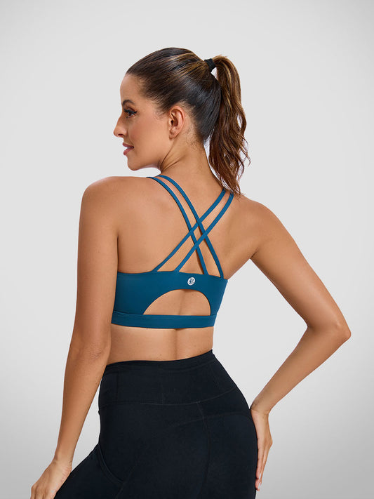 RUNNING GIRL Sports Bras for Women Backless Padded Sports Bra Tank Top Long Line Gym High Impact Sports Bra Push up