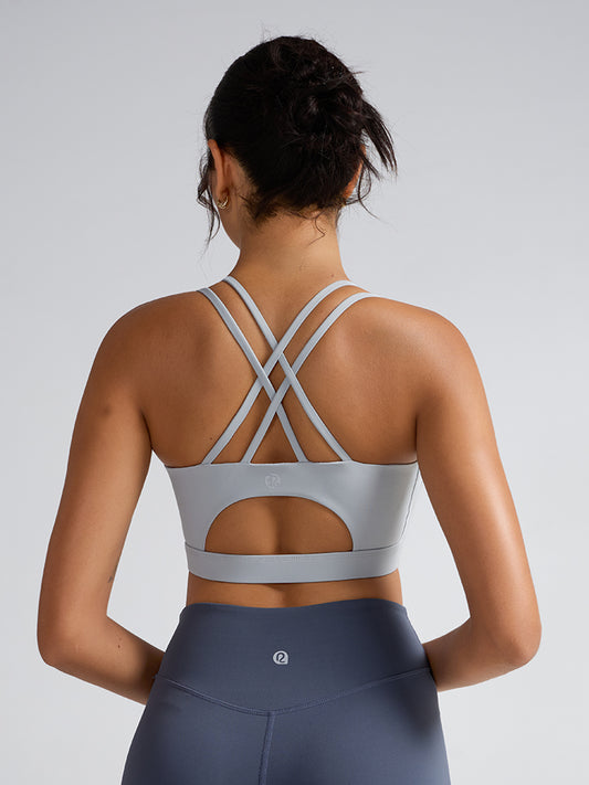 RUNNING GIRL® Medium-Support Crisscross Sports Bra | Removable Cups & Anti-Roll Elastic Hem