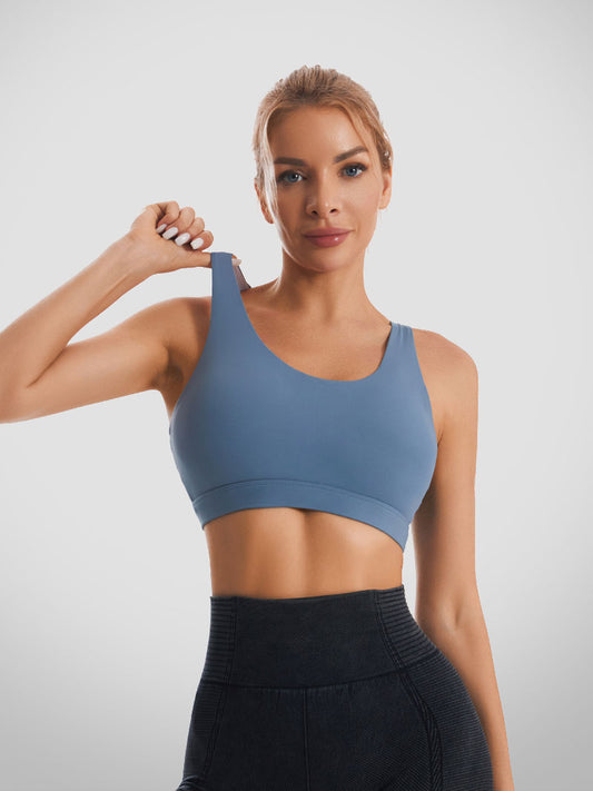 RUNNING GIRL Sports Bra for Women, Criss-Cross Back Padded Strappy Sports Bras Medium Support Yoga Bra with Removable Cups