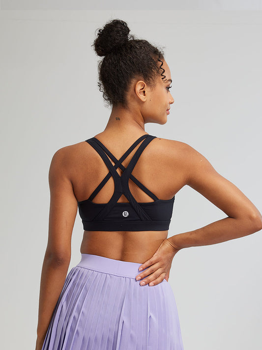 RUNNING GIRL Sports Bra for Women, Medium-High Support Criss-Cross Back Strappy Padded Sports Bras Supportive Workout Tops