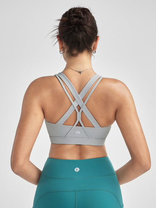 RUNNING GIRL® Sexy Strappy Crisscross Sports Bra | Medium-Support Back Cutout Yoga Bra