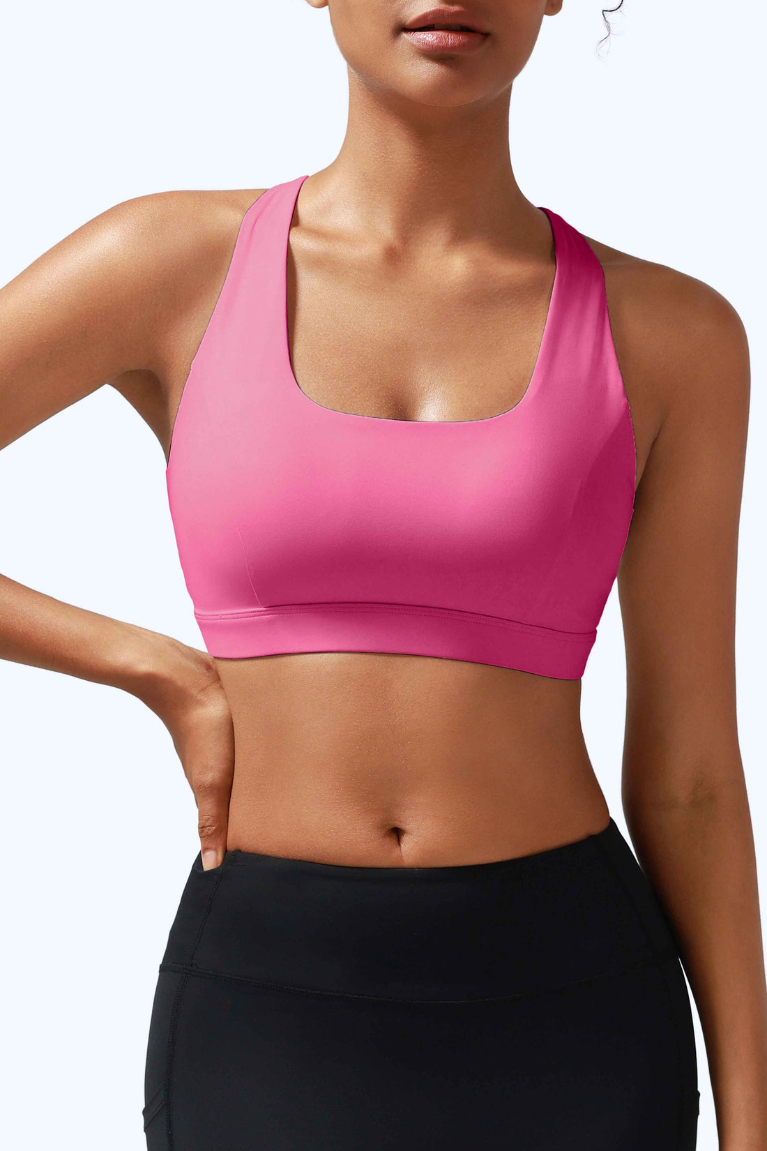 RUNNING GIRL Women’s Medium Support Sports Bra Cross Back Workout Bra with Removable Pads, Strappy Back Athletic Yoga Bra for Running Gym Fitness