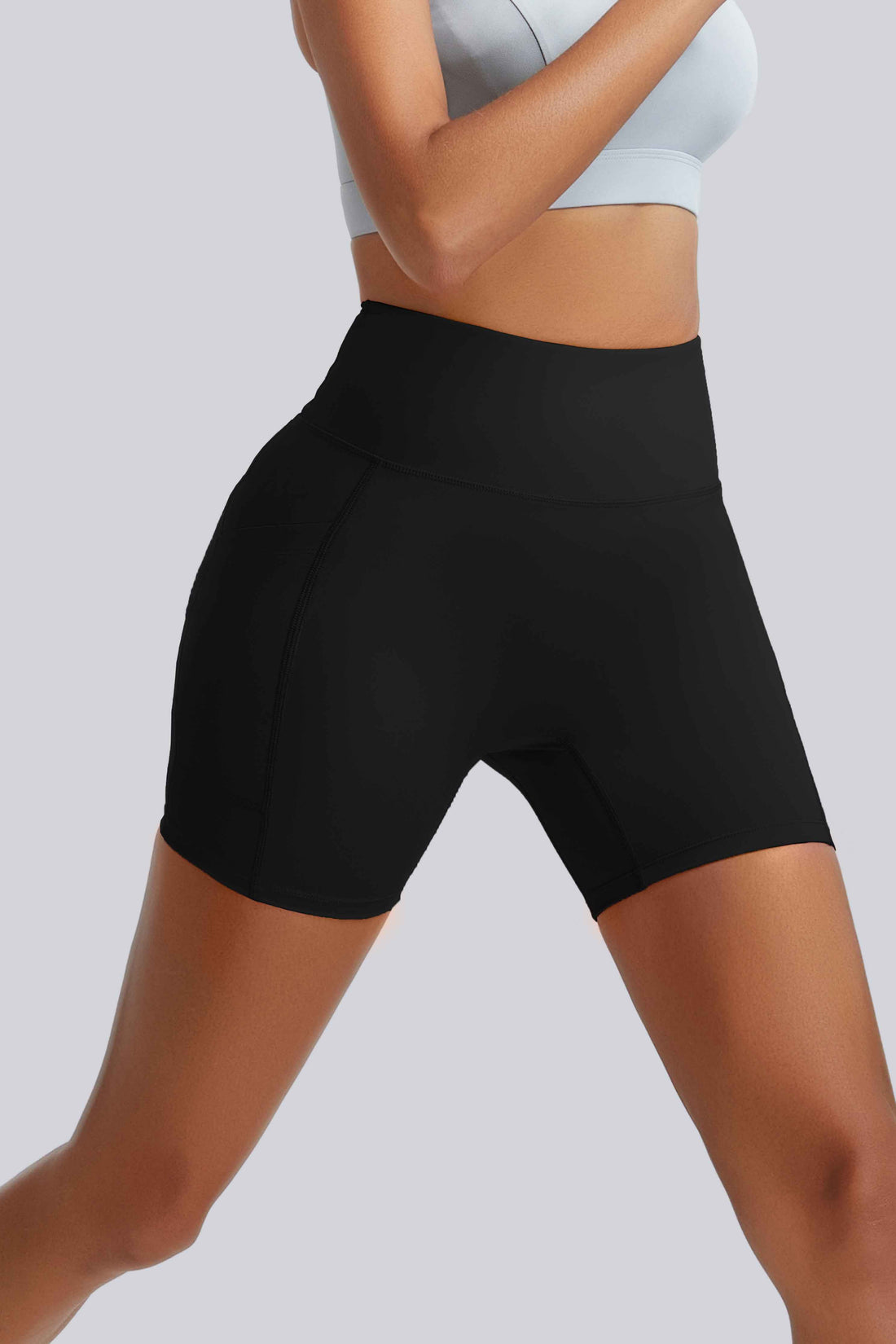 RUNNING GIRL Women’s High Waisted Yoga Shorts with Pockets – Tummy Control Workout Biker Shorts, Stretch Athletic Gym Running Shorts for Women