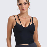 Double Shoulder Strap Sports Bra for Gym & Everyday Wear with Removable Pads