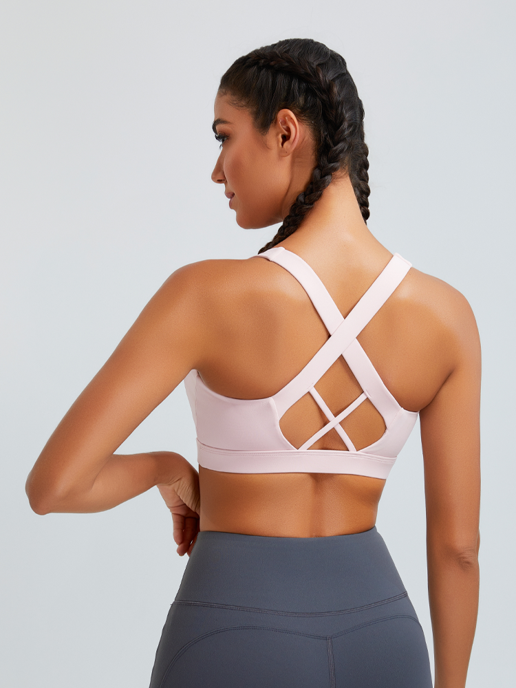 RUNNING GIRL® Women High Impact Sports Bra Crisscross Back Removable Cups