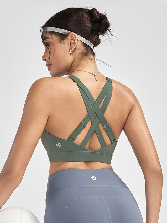 RUNNING GIRL® High-Impact Racerback Tank Sports Bra | Adjustable Straps & Fixed Cups