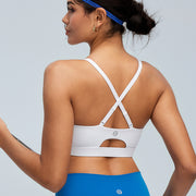 Adjustable Strappy Cross Back Sports Bra for Women, Light Support Yoga Workout Bra