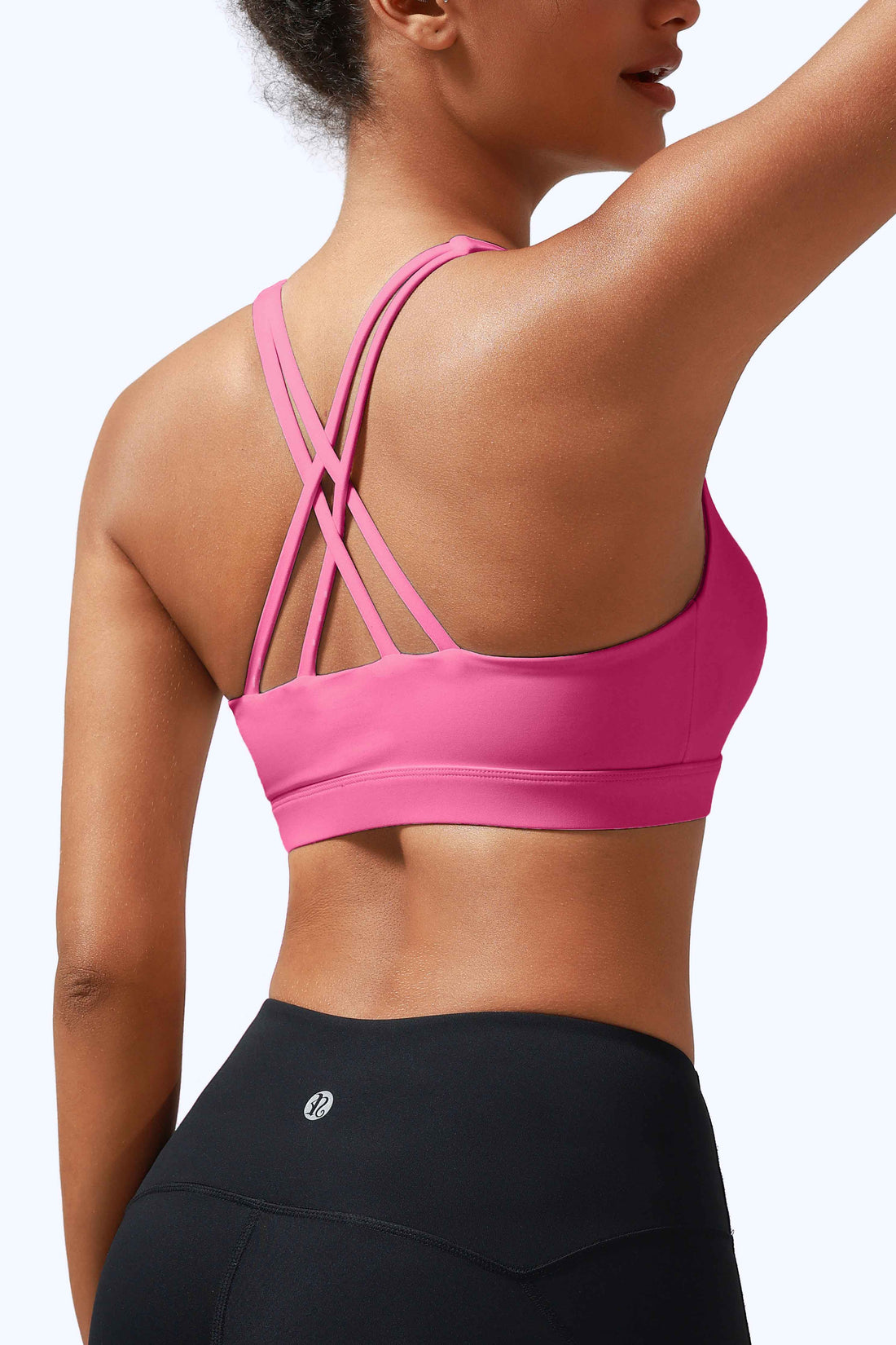 RUNNING GIRL Women’s Medium Support Sports Bra Cross Back Workout Bra with Removable Pads, Strappy Back Athletic Yoga Bra for Running Gym Fitness