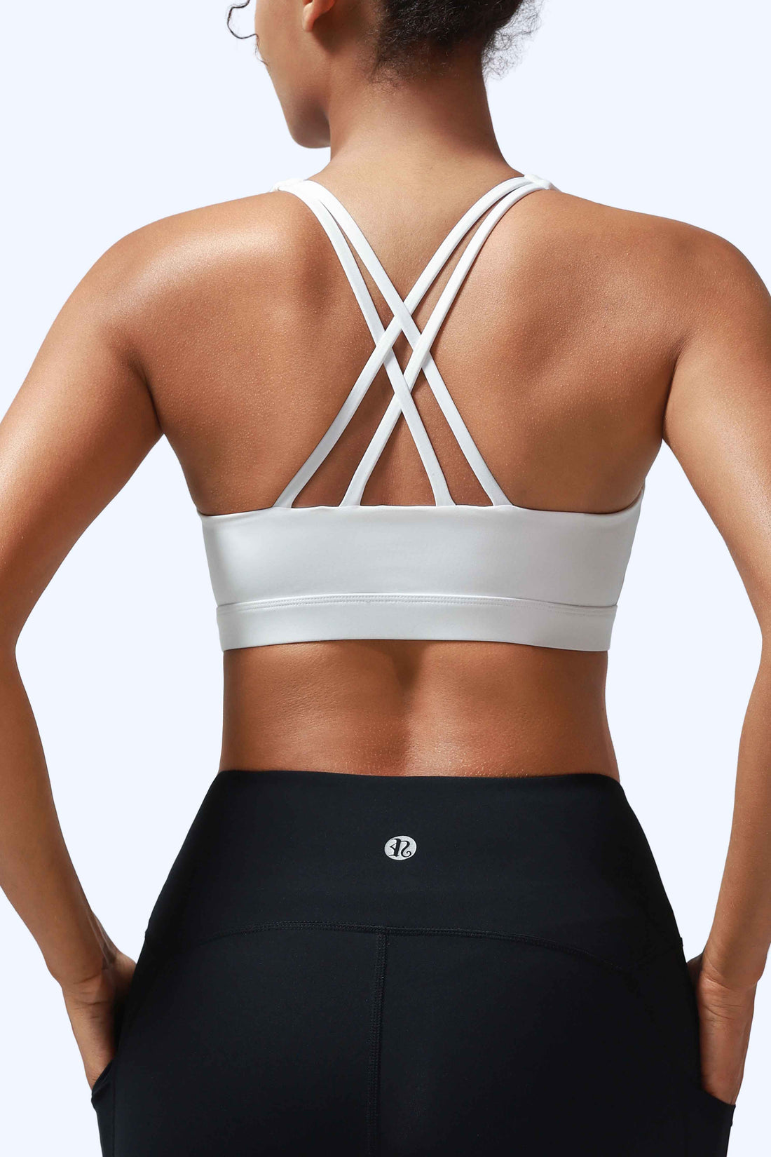 RUNNING GIRL Women’s Medium Support Sports Bra Cross Back Workout Bra with Removable Pads, Strappy Back Athletic Yoga Bra for Running Gym Fitness