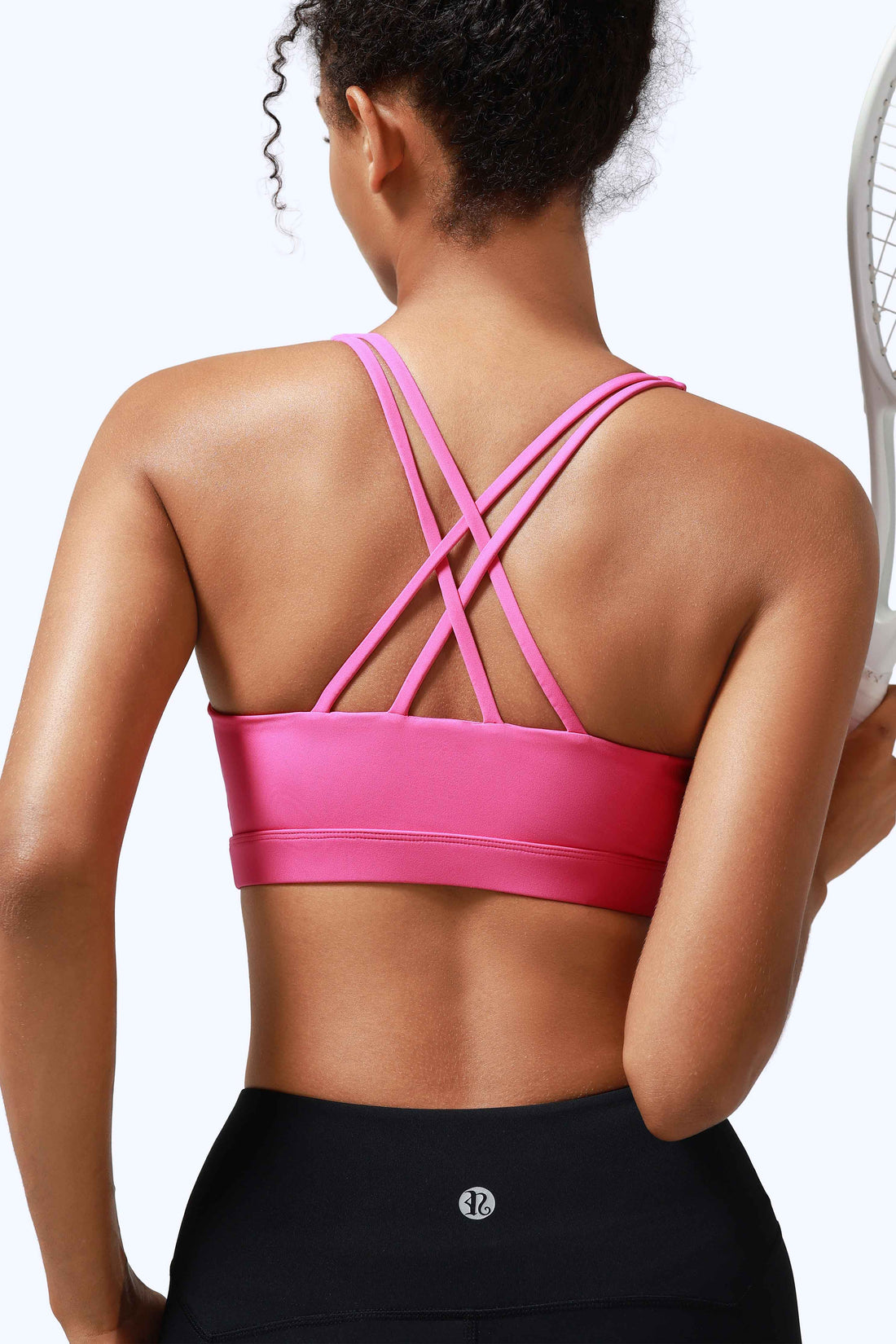 RUNNING GIRL Women’s Medium Support Sports Bra Cross Back Workout Bra with Removable Pads, Strappy Back Athletic Yoga Bra for Running Gym Fitness