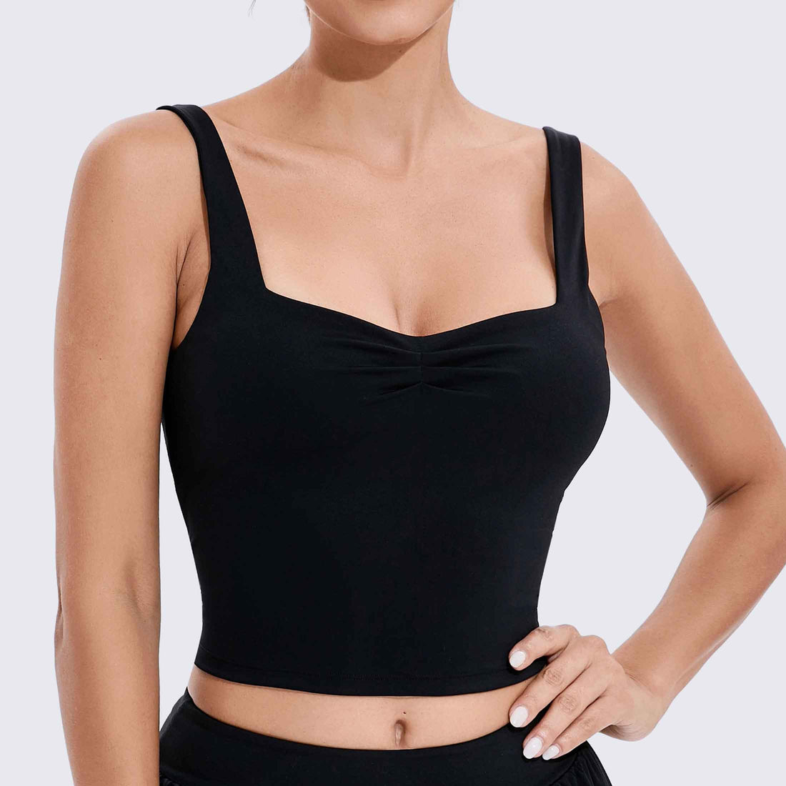 RUNNING GIRL Women’s Yoga Tank Top Built-in Bra Slim Fit Crop Athletic Camisole Soft Stretch Workout Top for Yoga Gym Tennis Casual