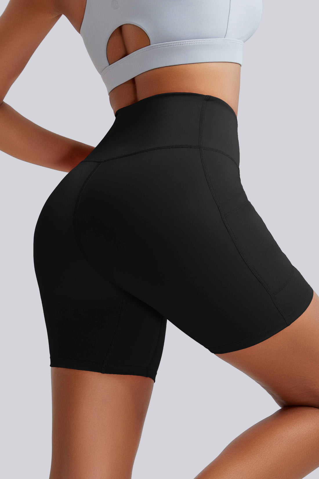 RUNNING GIRL Women’s High Waisted Yoga Shorts with Pockets – Tummy Control Workout Biker Shorts, Stretch Athletic Gym Running Shorts for Women
