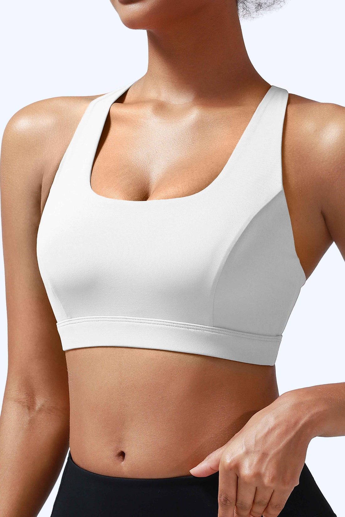 RUNNING GIRL Women’s Medium Support Sports Bra Cross Back Workout Bra with Removable Pads, Strappy Back Athletic Yoga Bra for Running Gym Fitness