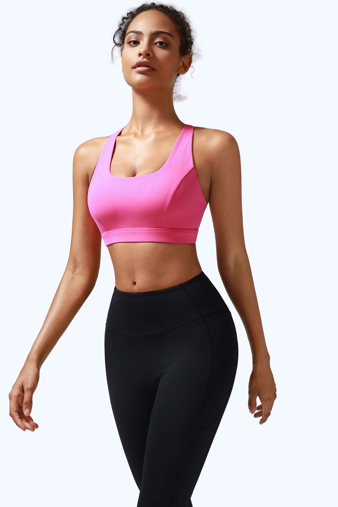 RUNNING GIRL Women’s Medium Support Sports Bra Cross Back Workout Bra with Removable Pads, Strappy Back Athletic Yoga Bra for Running Gym Fitness