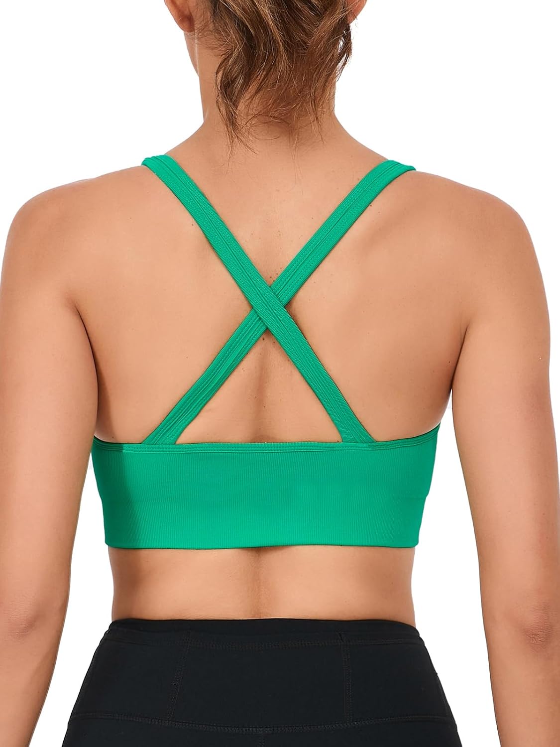RUNNING GIRL Sports Bras for Women,Sexy Crisscross Back Seamless Padded Sports Bra High Support with Removable Pads
