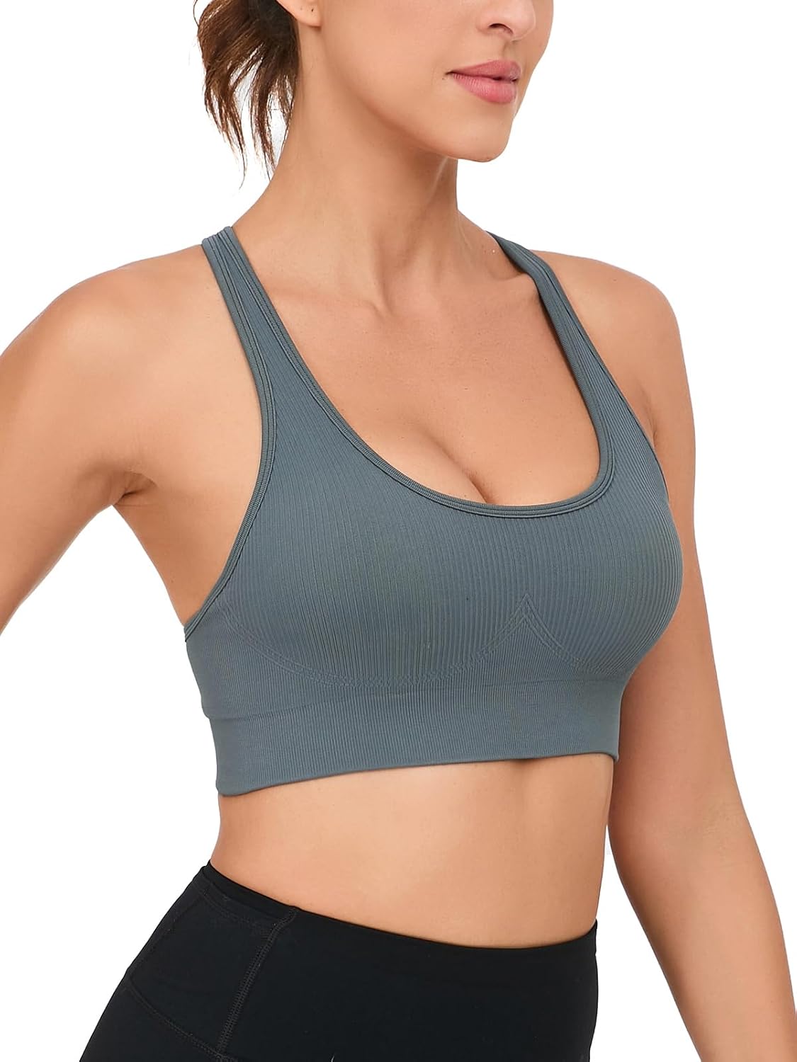 RUNNING GIRL Sports Bras for Women,Sexy Crisscross Back Seamless Padded Sports Bra High Support with Removable Pads