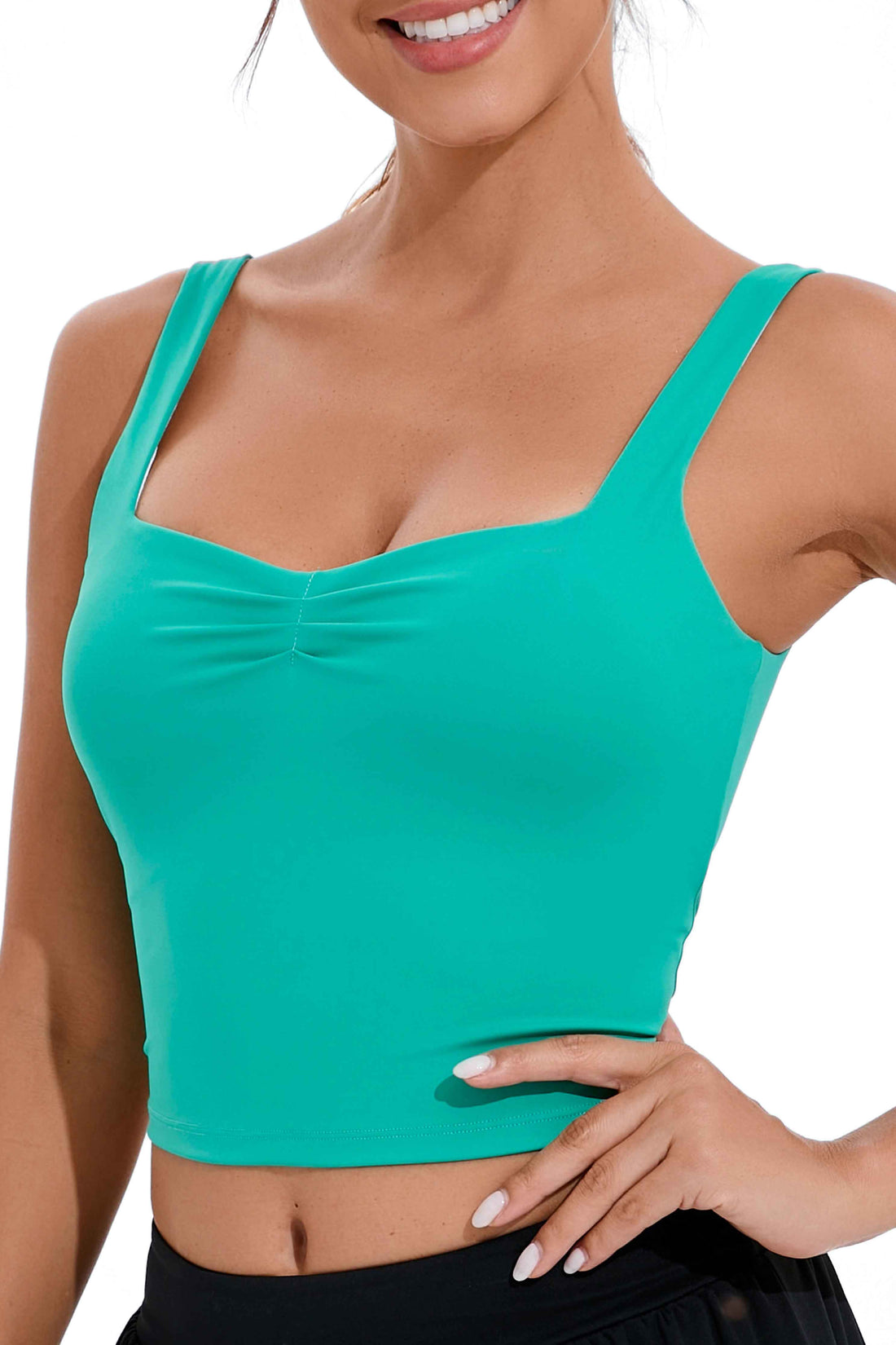 RUNNING GIRL Women’s Yoga Tank Top Built-in Bra Slim Fit Crop Athletic Camisole Soft Stretch Workout Top for Yoga Gym Tennis Casual
