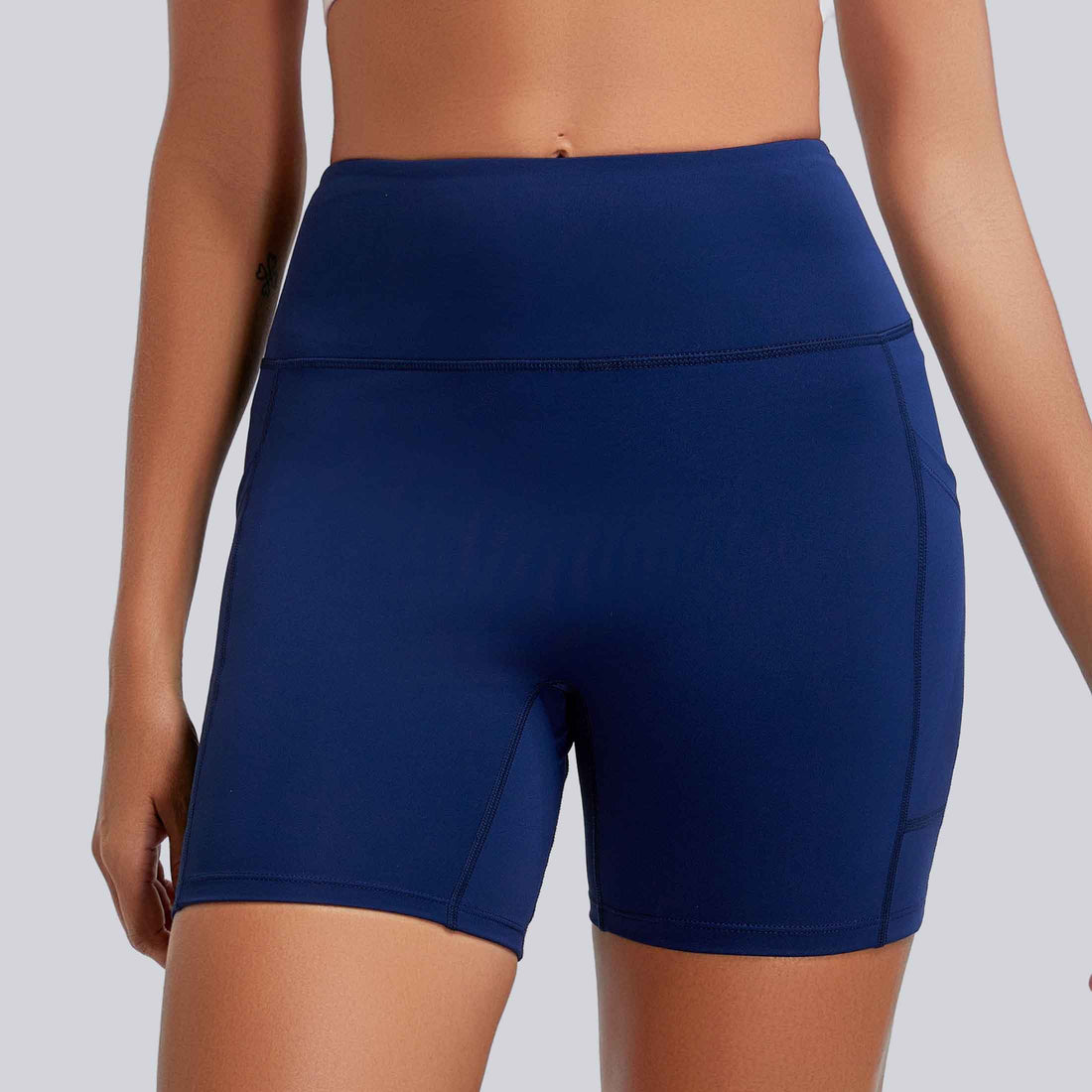 RUNNING GIRL Women’s High Waisted Yoga Shorts with Pockets – Tummy Control Workout Biker Shorts, Stretch Athletic Gym Running Shorts for Women