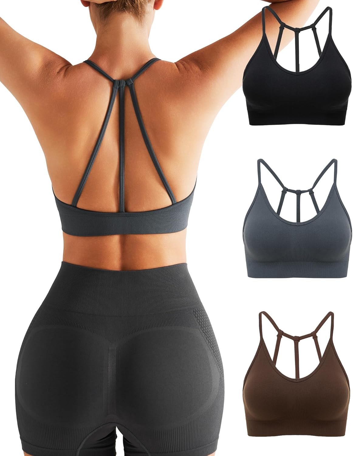 RUNNING GIRL Sports Bras for Women,Sexy Crisscross Back Seamless Padded Sports Bra Medium Support with Removable Pads
