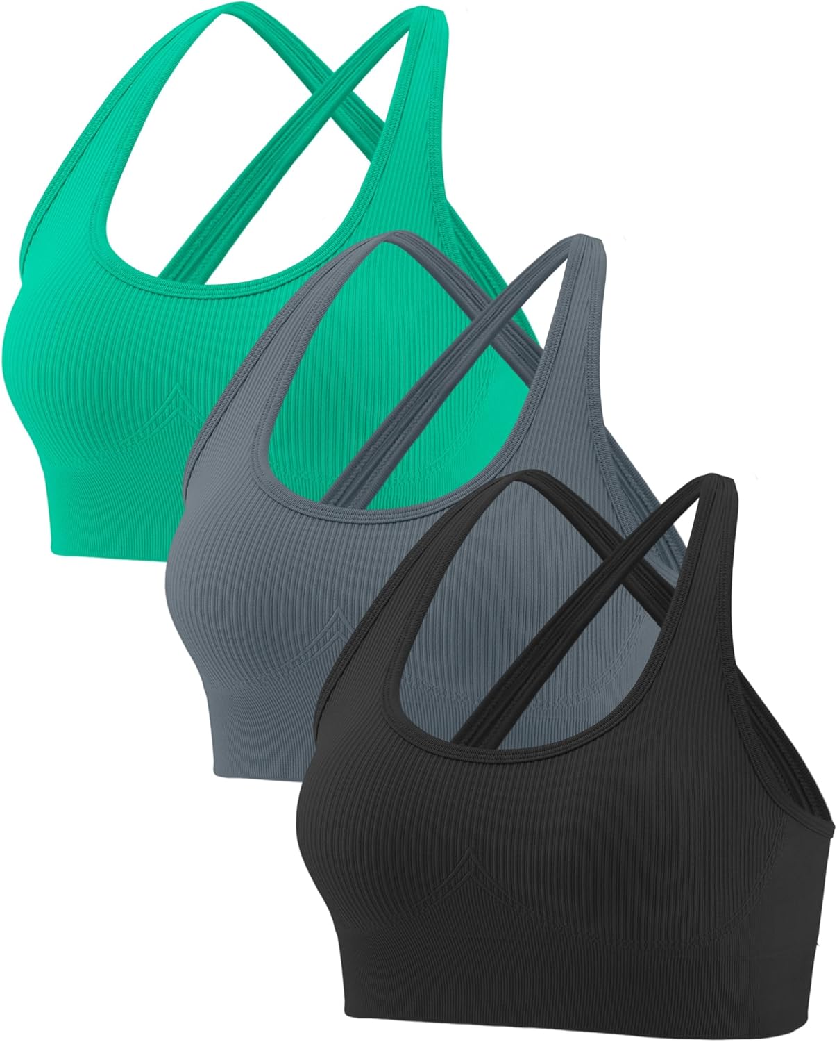 RUNNING GIRL Sports Bras for Women,Sexy Crisscross Back Seamless Padded Sports Bra High Support with Removable Pads