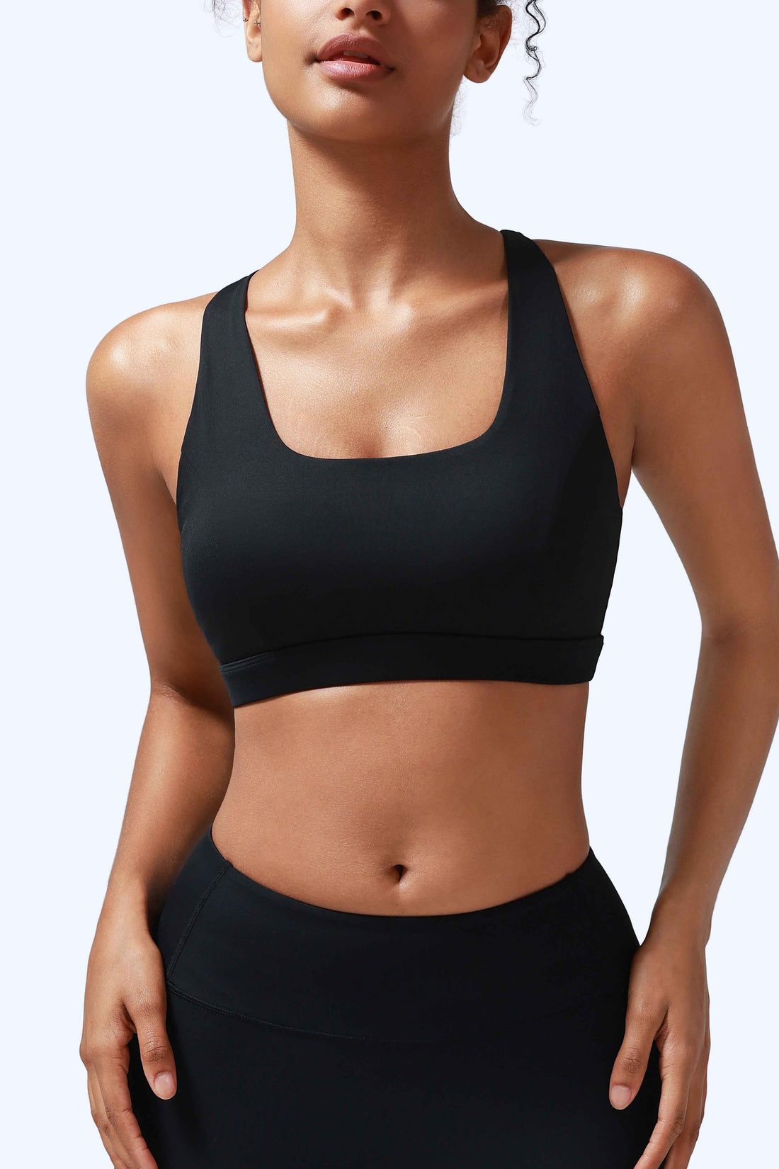 RUNNING GIRL Women’s Medium Support Sports Bra Cross Back Workout Bra with Removable Pads, Strappy Back Athletic Yoga Bra for Running Gym Fitness