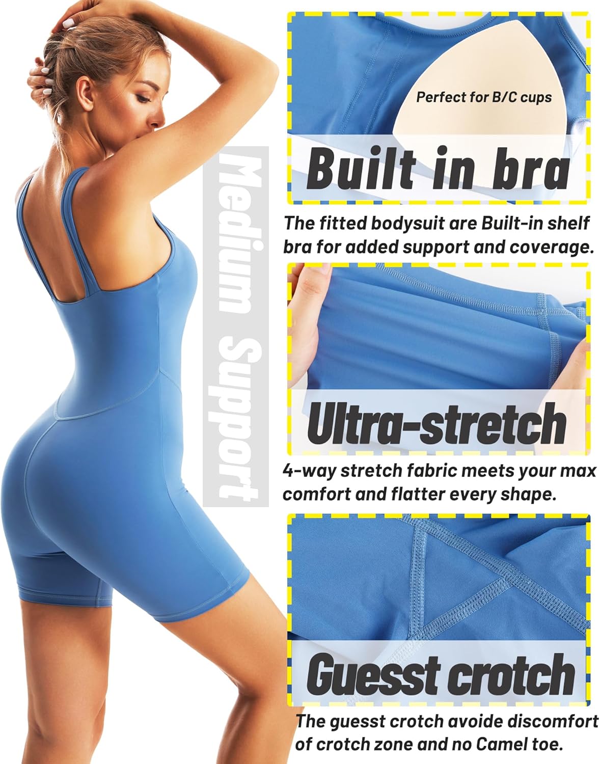 RUNNING GIRL Jumpsuits for Women Ribbed Backless Sexy One Piece Outfits Tummy Control Unitard Bodysuit Athletic Rompers