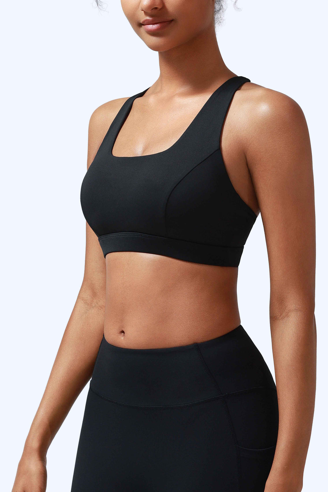 RUNNING GIRL Women’s Medium Support Sports Bra Cross Back Workout Bra with Removable Pads, Strappy Back Athletic Yoga Bra for Running Gym Fitness