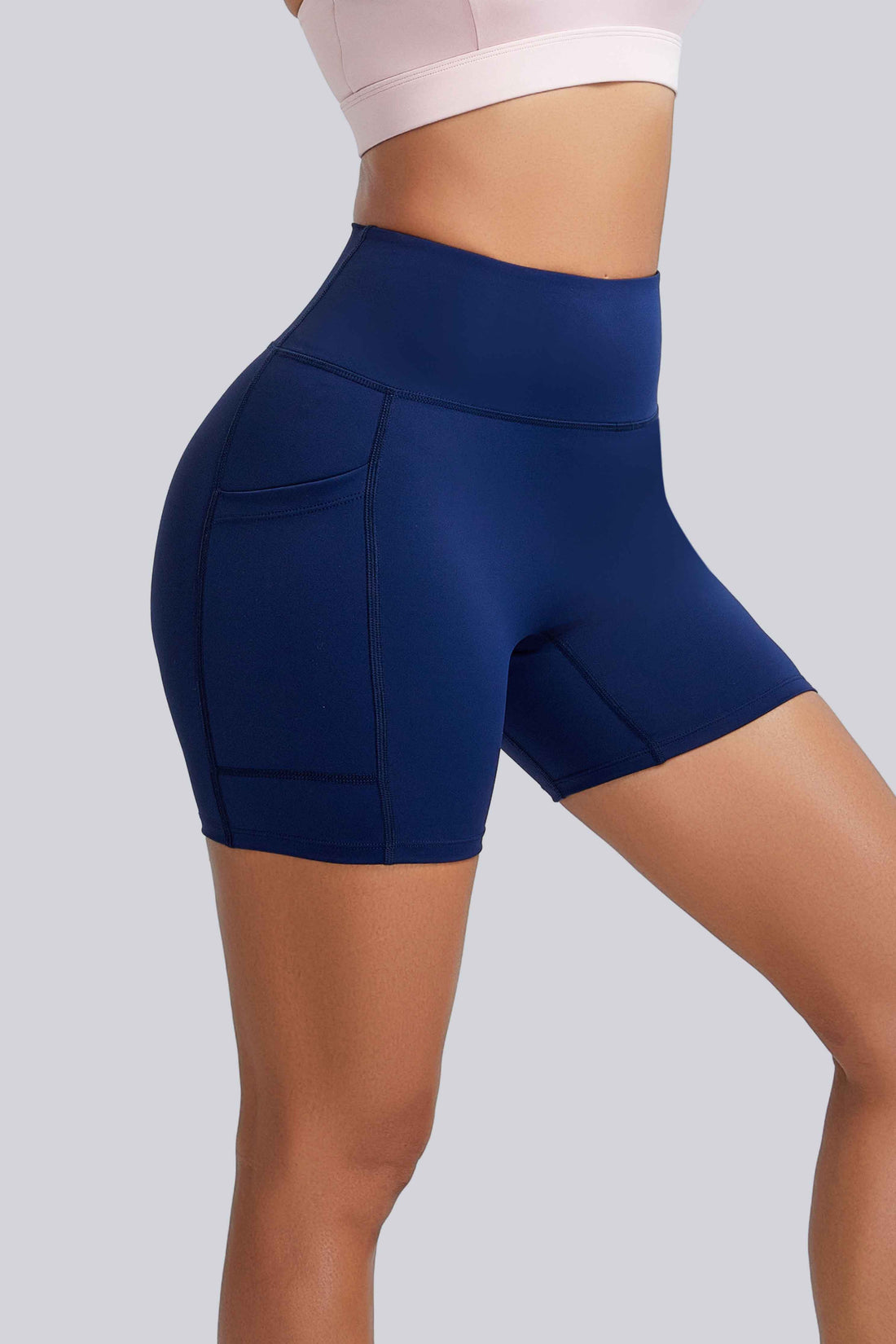 RUNNING GIRL Women’s High Waisted Yoga Shorts with Pockets – Tummy Control Workout Biker Shorts, Stretch Athletic Gym Running Shorts for Women