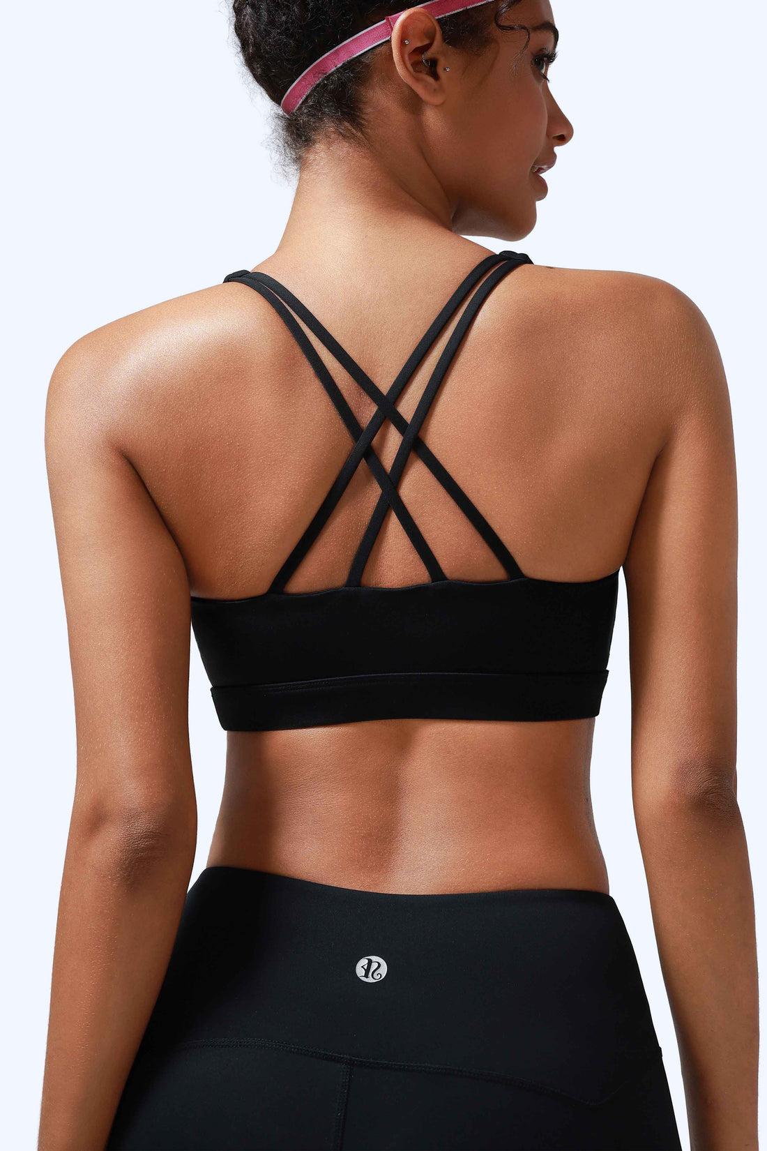 RUNNING GIRL Women’s Medium Support Sports Bra Cross Back Workout Bra with Removable Pads, Strappy Back Athletic Yoga Bra for Running Gym Fitness