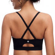 Adjustable Strappy Cross Back Sports Bra for Women, Light Support Yoga Workout Bra