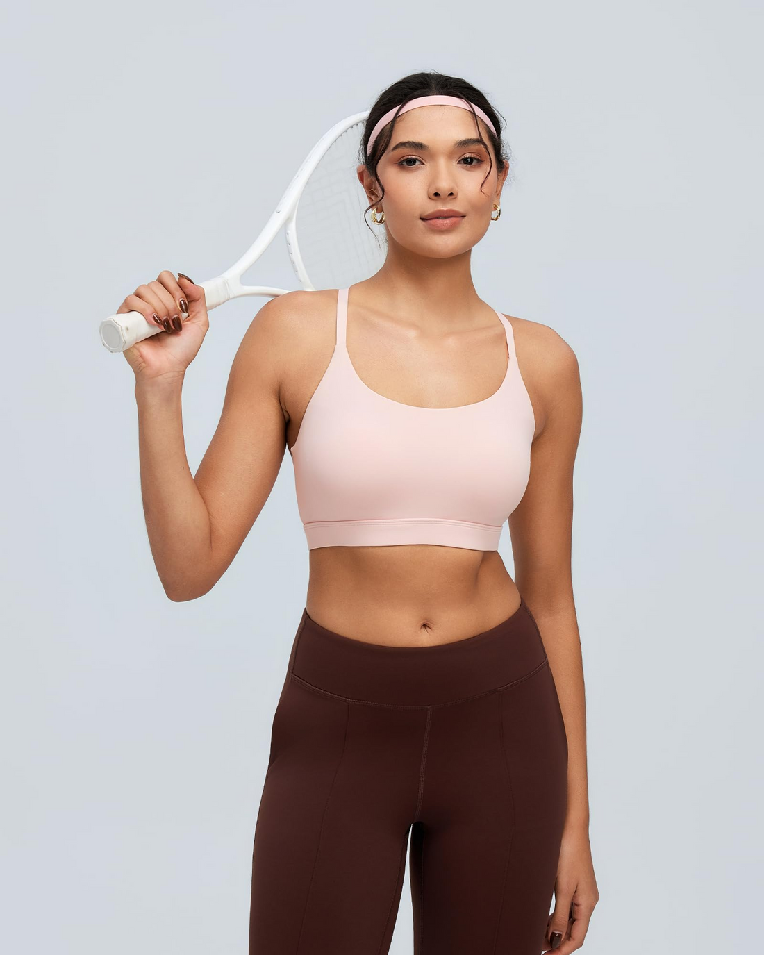 Adjustable Strappy Cross Back Sports Bra for Women, Light Support Yoga Workout Bra