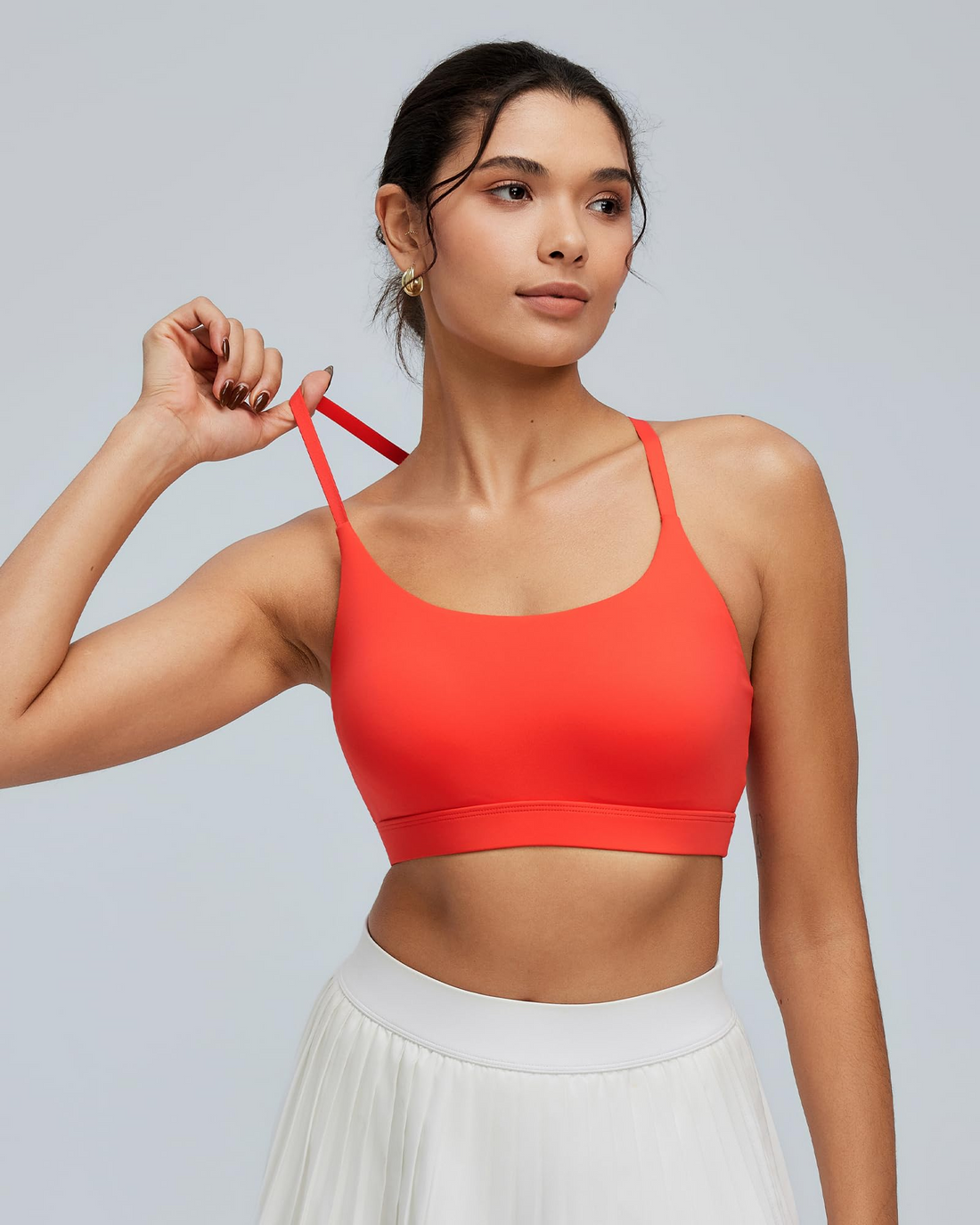 Adjustable Strappy Cross Back Sports Bra for Women, Light Support Yoga Workout Bra