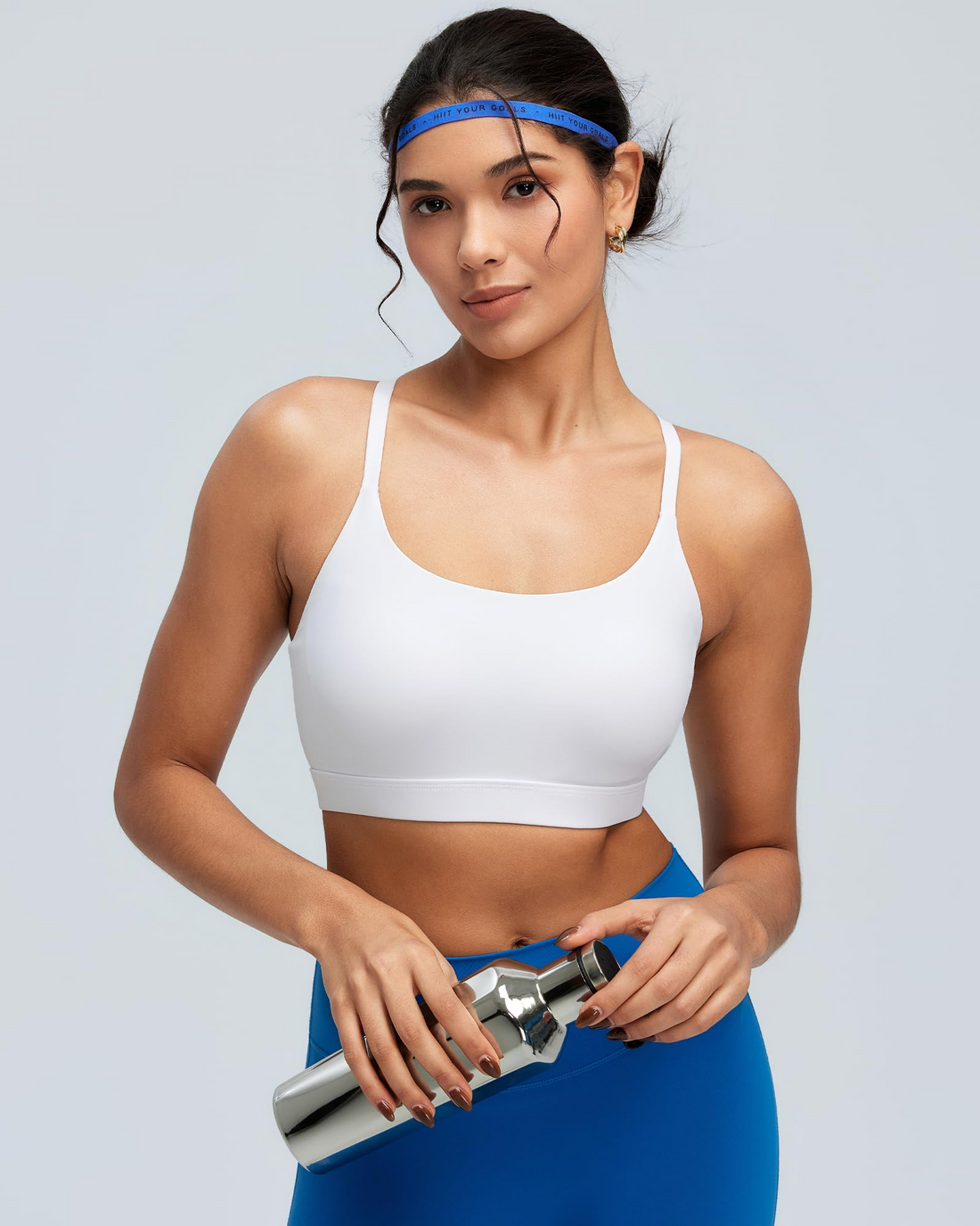 Adjustable Strappy Cross Back Sports Bra for Women, Light Support Yoga Workout Bra