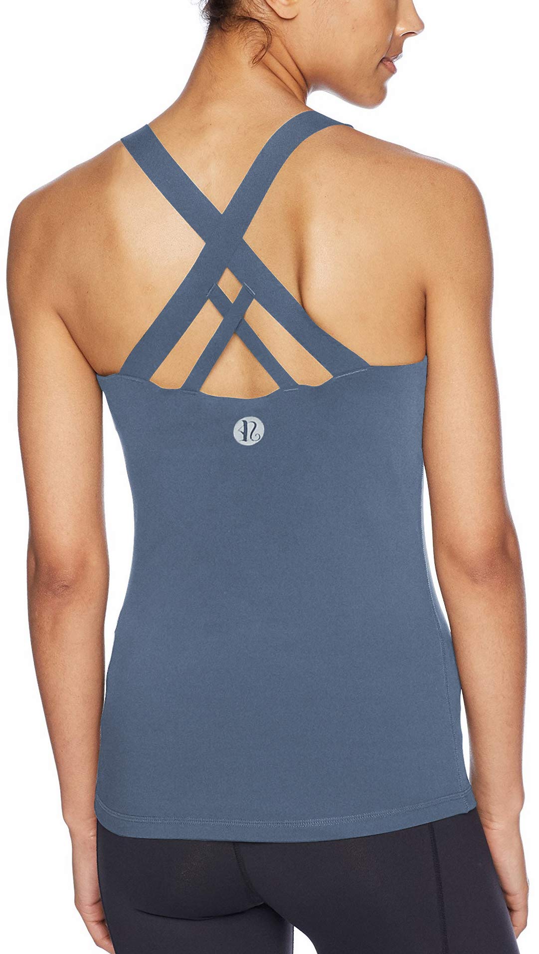 Square‑Neck Longline Racerback Tank Top with Bulit-in Bra & Removable Molded Pads