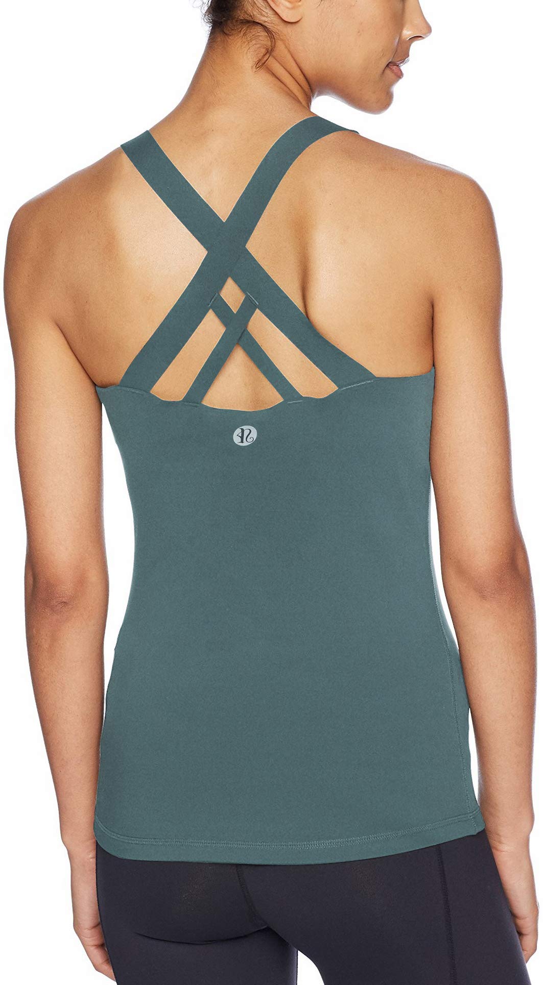 Square‑Neck Longline Racerback Tank Top with Bulit-in Bra & Removable Molded Pads